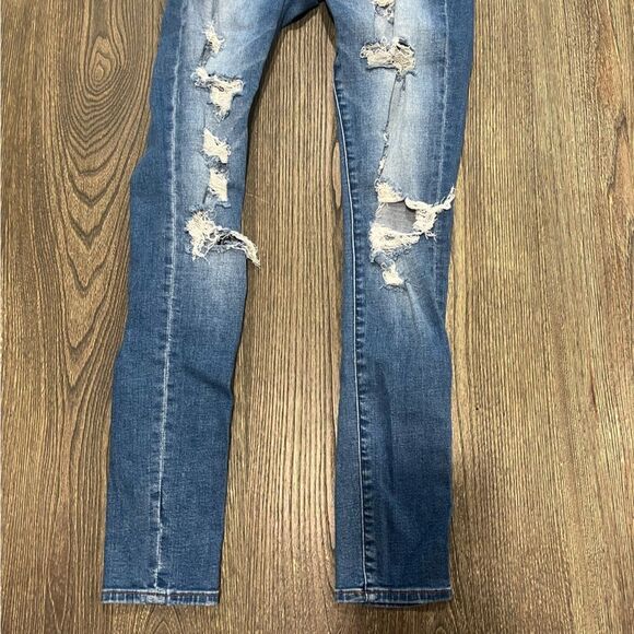 Abercrombie & Fitch The Super Skinny Jeans Mid Rise Ripped Medium Wash Size 27/4 - Picture 2 of 11